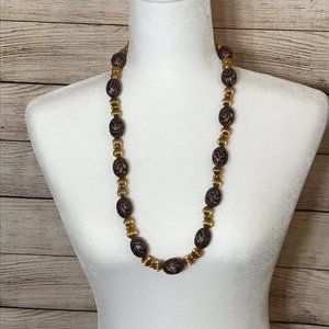 Purple and Gold Beaded Statement Necklace